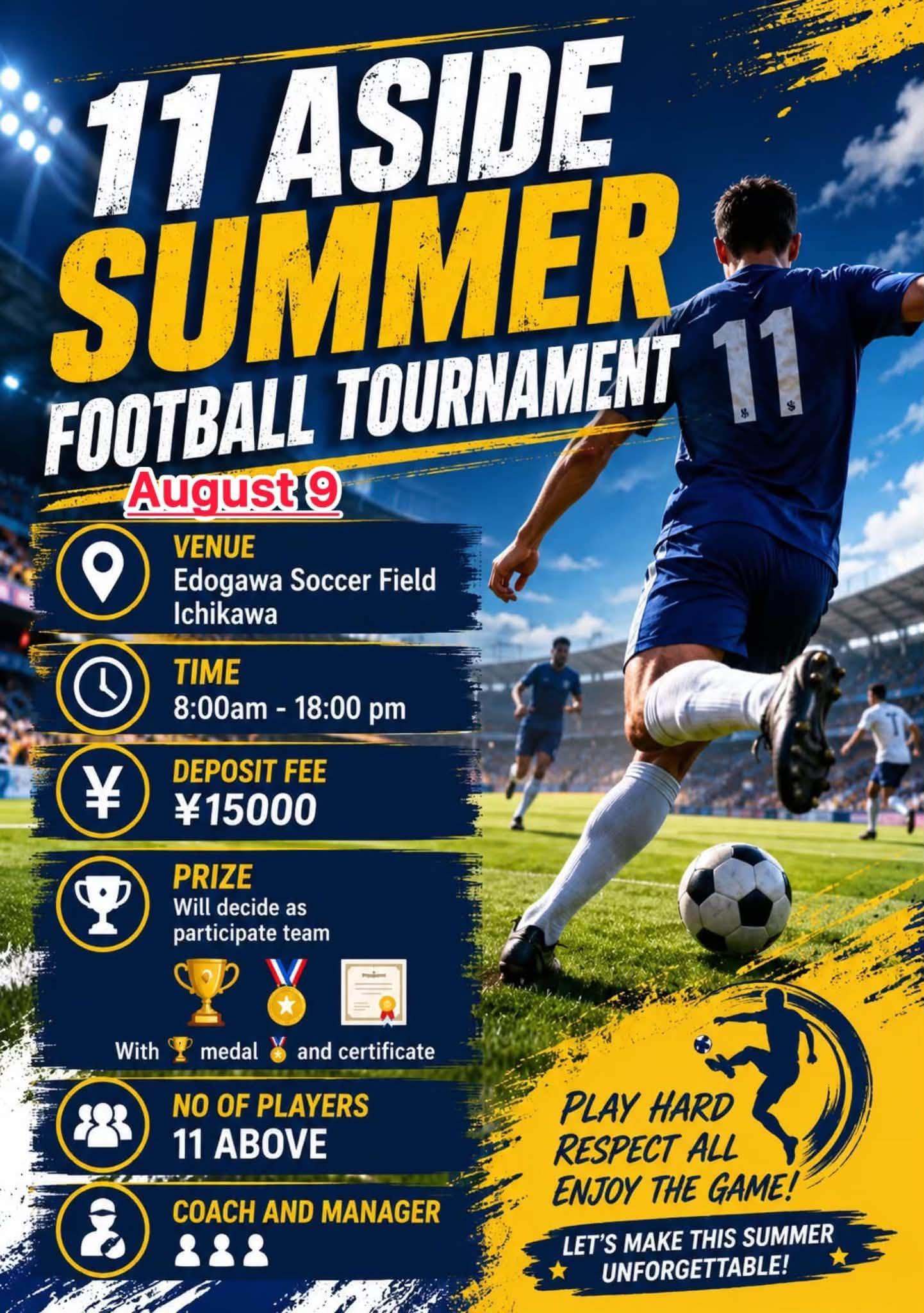 11 Aside Summer Football Tournament आगामी अगस्ट ९, २०२६ मा आयोजना हुने