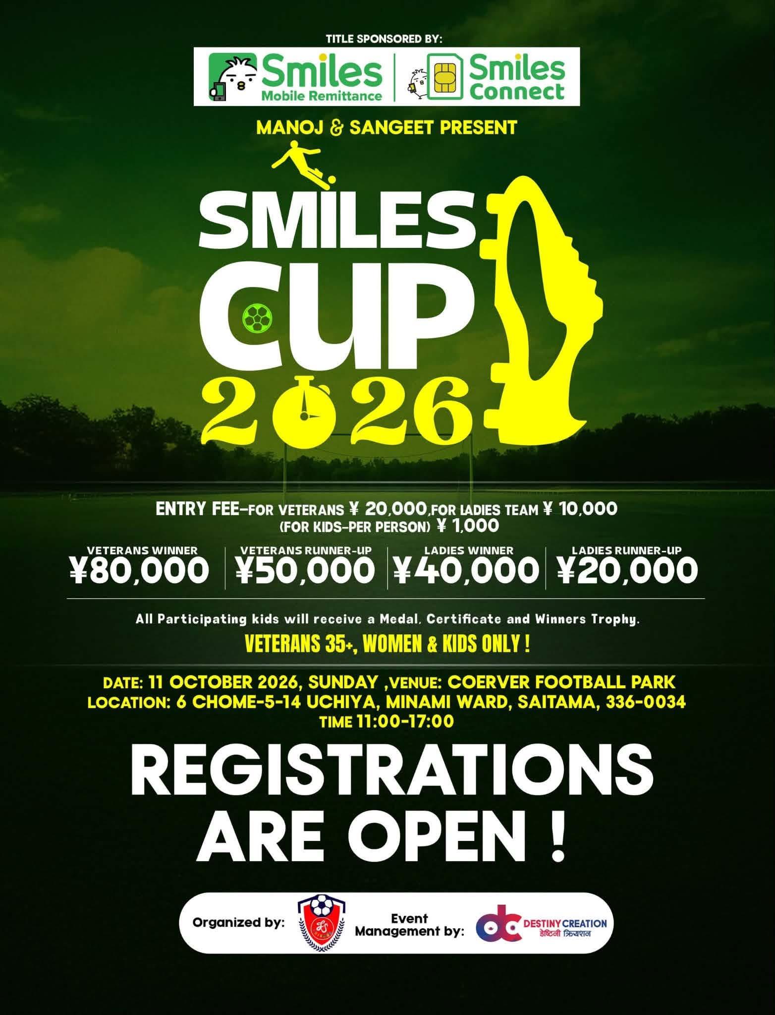 Smiles Cup 2026 अक्टोबर ११ मा साइटामामा आयोजना हुँदै, भव्य तयारी अन्तिम चरणमा